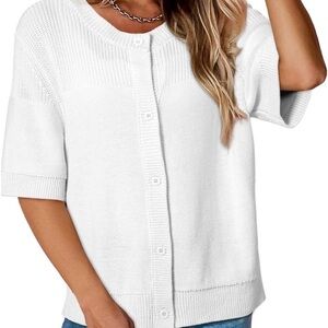 DOKOTOO Women's Cardigans Lightweight Short Sleeve Casual Button Down Solid S